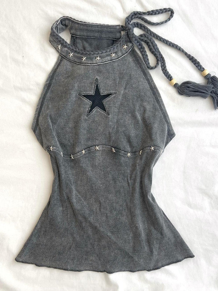 y2k gray halter-neck camisole