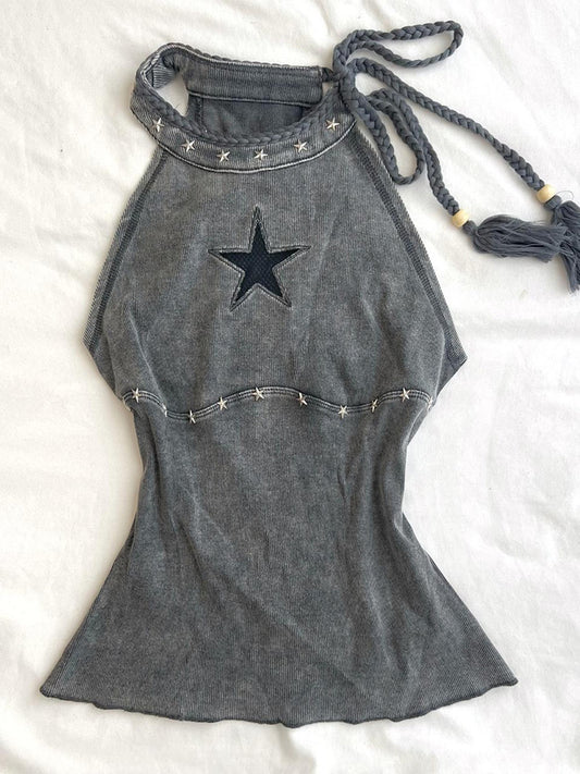 y2k gray halter-neck camisole