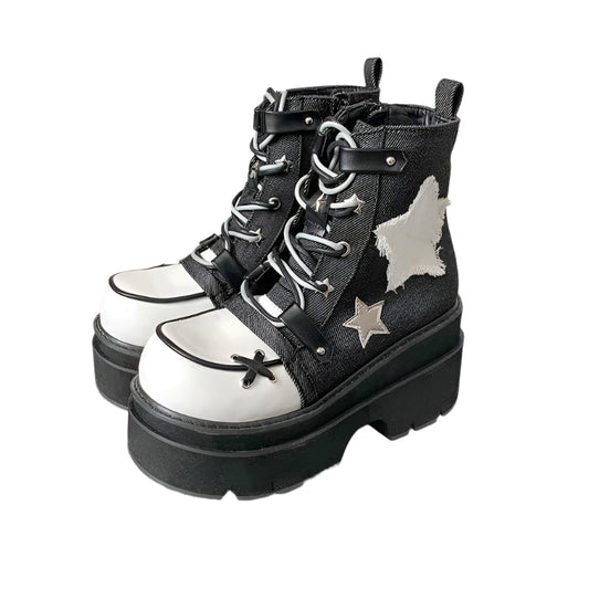 Y2K Grunge Denim Star Boots