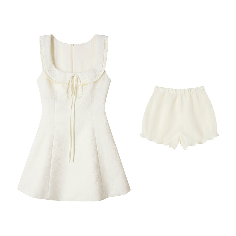 Beige Chest Drawstring Strap Dress