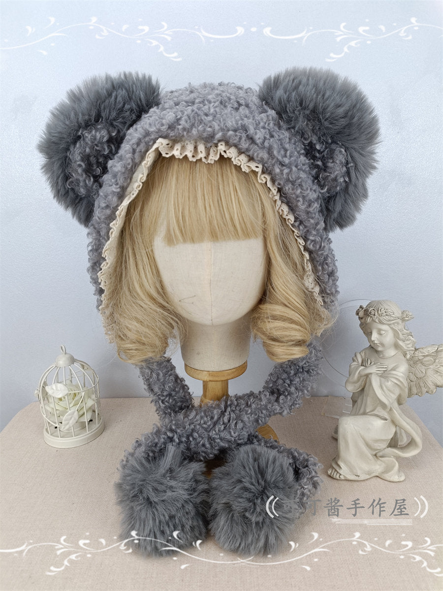 bear ear fur kawaii hat