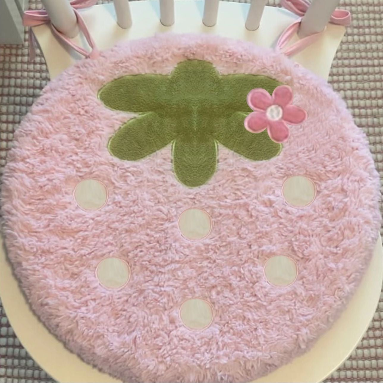 Cute pink strawberry cushion