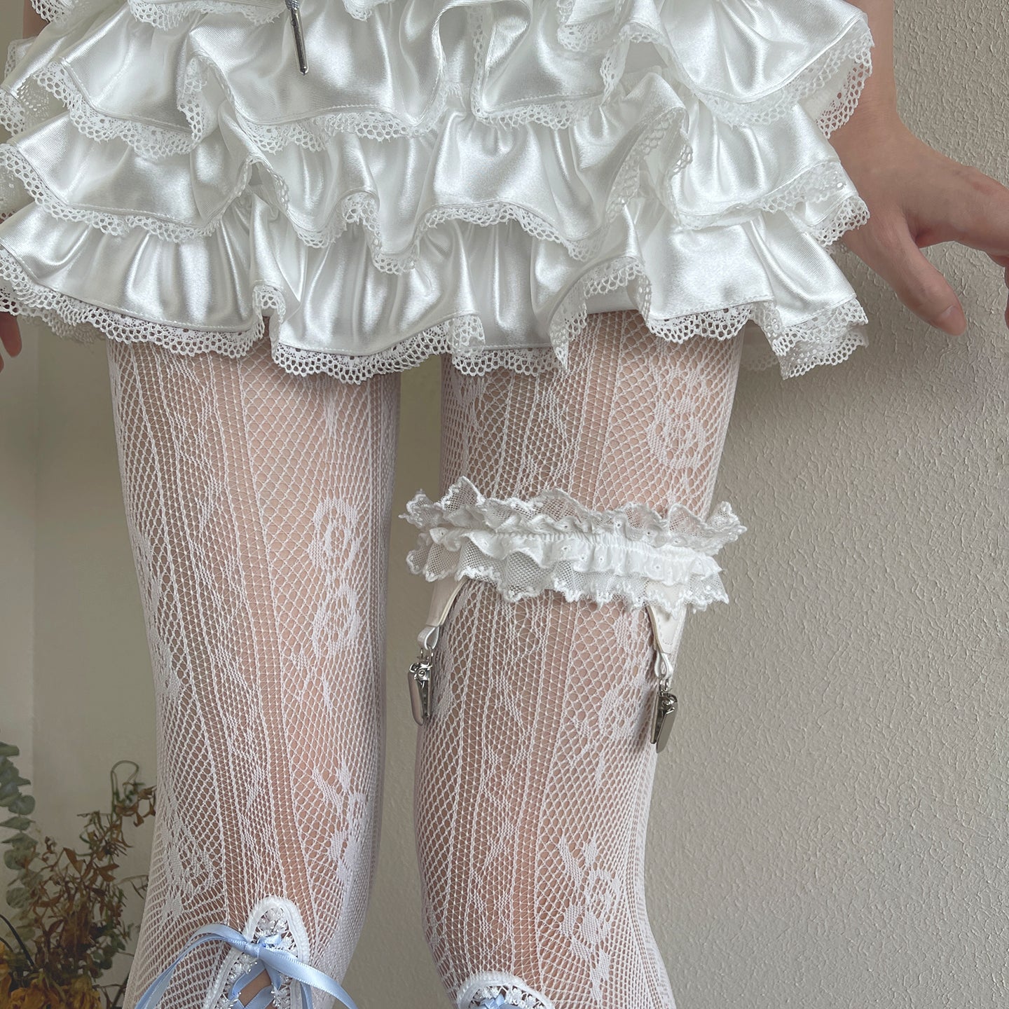 Blue Ribbon Lace Socks