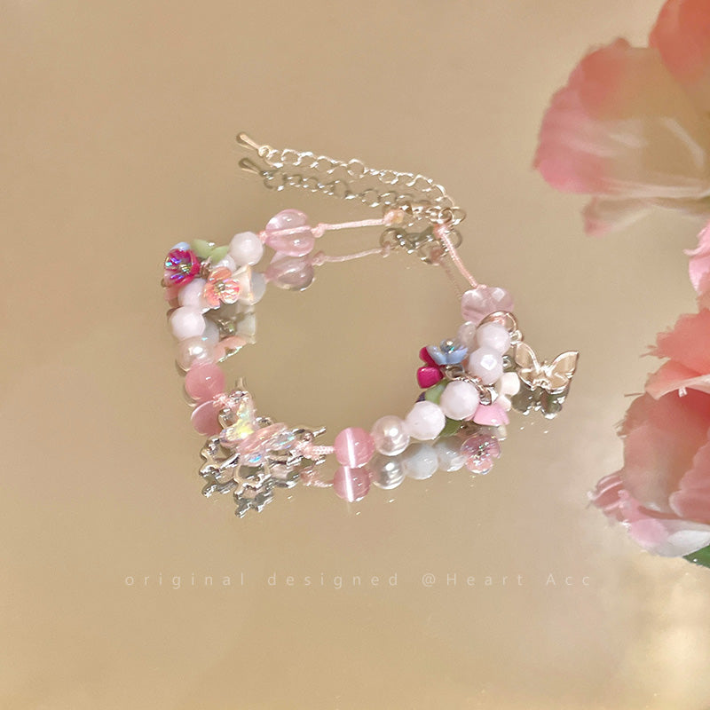 Gravel Butterfly Flower Kawaii Bracelet