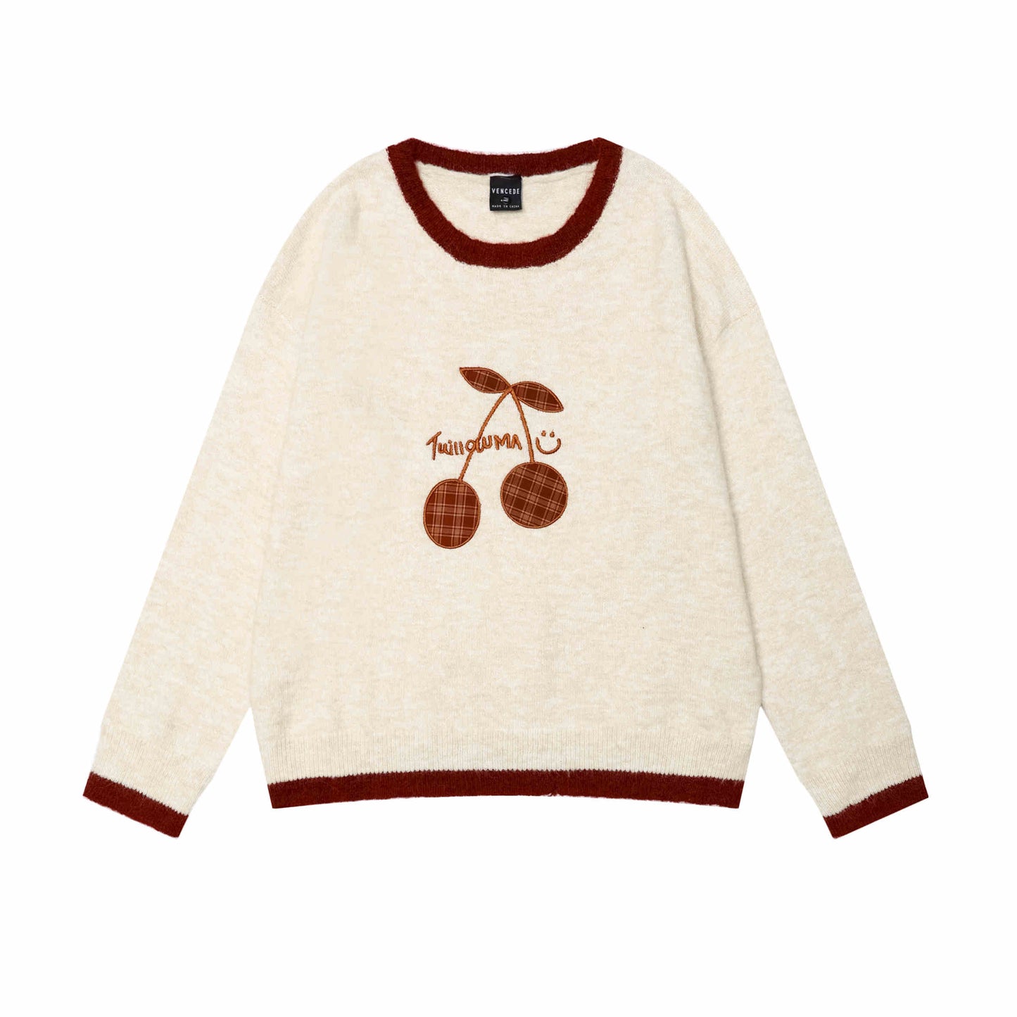 Cherry Round Neck Knitted Sweater