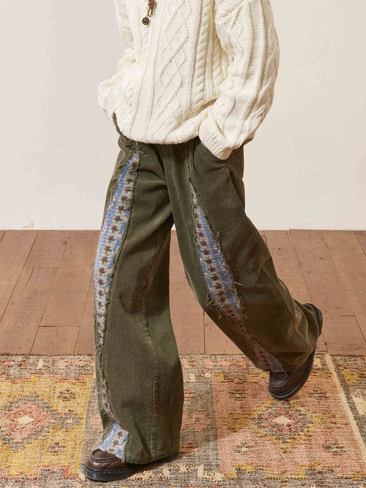 Embroidery Corduroy Pants