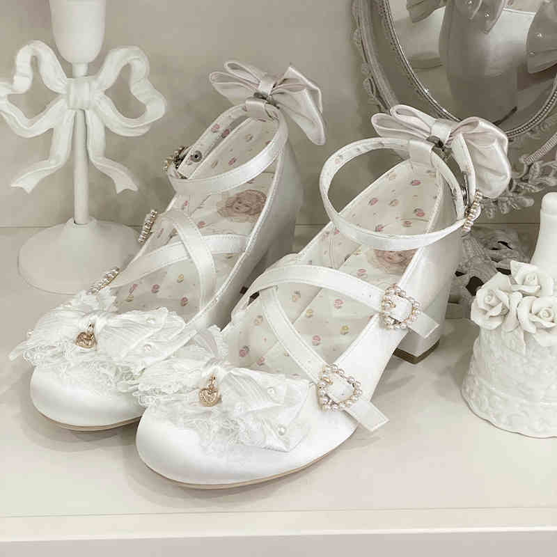 Satin Lace Flower Lolita Shoes