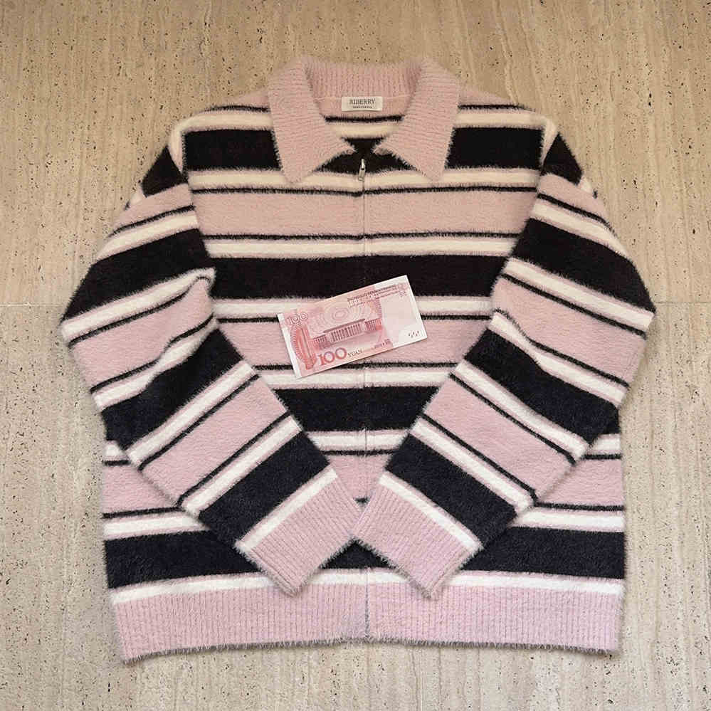 Preppy Striped Collar Furry Sweater