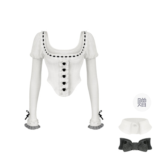 Gray cat doll bow tie suspender skirt