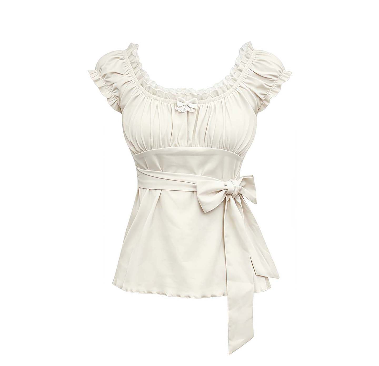 bow puff-sleeved shirt