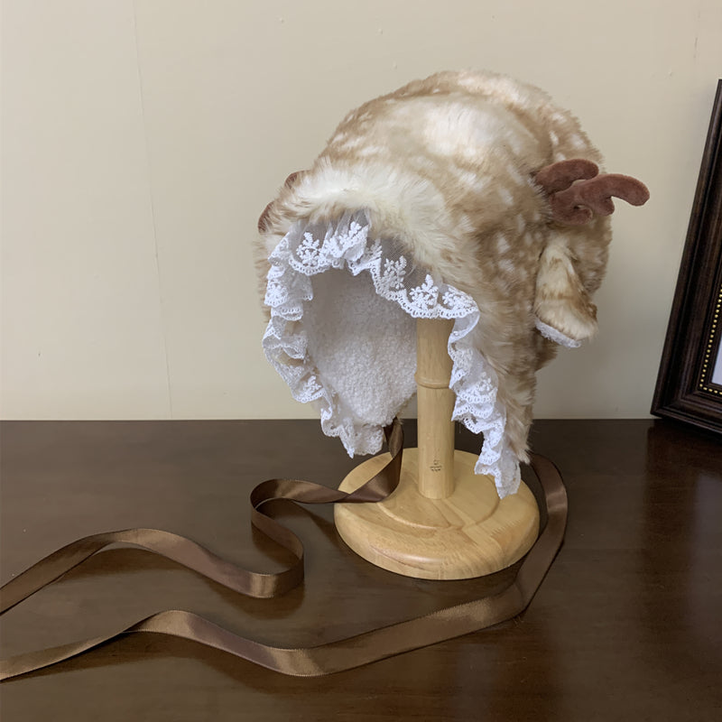 deer fur kawaii hat