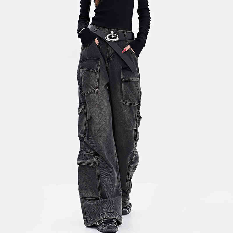 Grunge Distressed Pockets Baggy Jeans