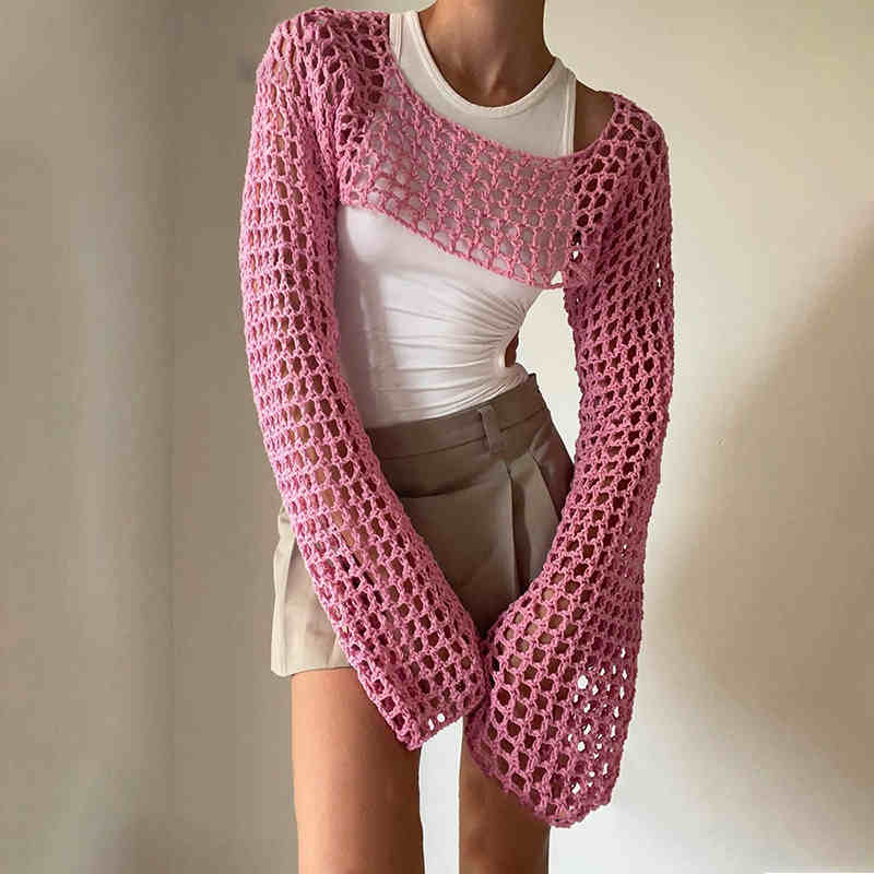 Street Mesh Hollow Knitted Blouse