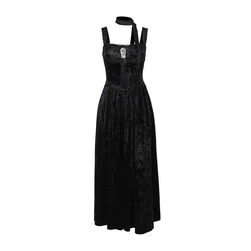 Goth Cross velvet Dark Coquette Dress