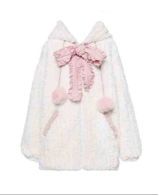 Kawaii Bunny Ears Hooded Fur Coat