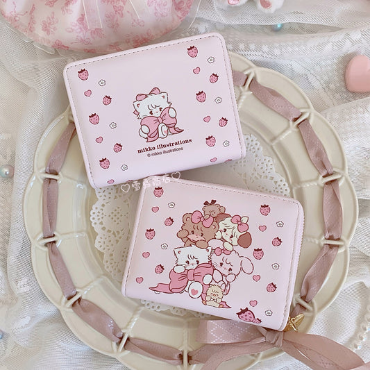 cute strawberry two-fold coin purse