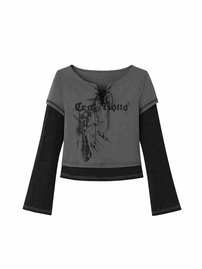 Grunge Punk Two-piece Long-sleeved Top