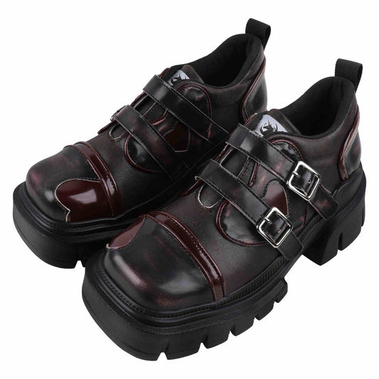 Grunge Punk Buckle Leather Shoes