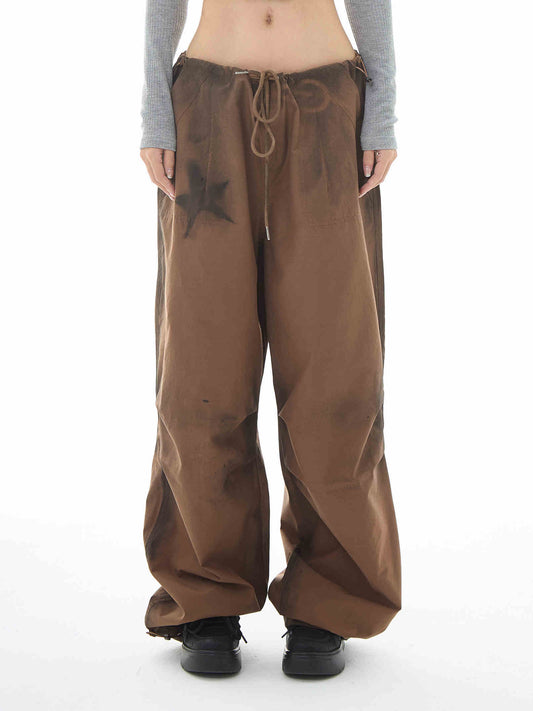 Y2K Star Girl Smudged Paratrooper Pants