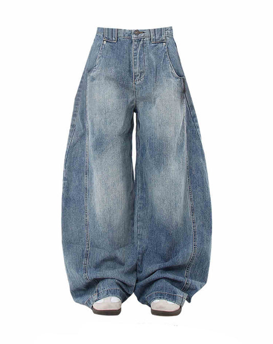 Retro Washed Bamboo Baggy Jeans