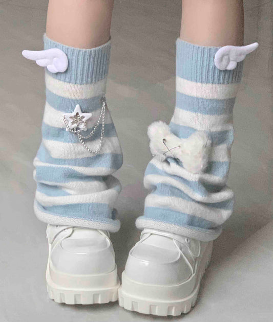 Harajuku Aqua Striped Trumpet Leg Covers