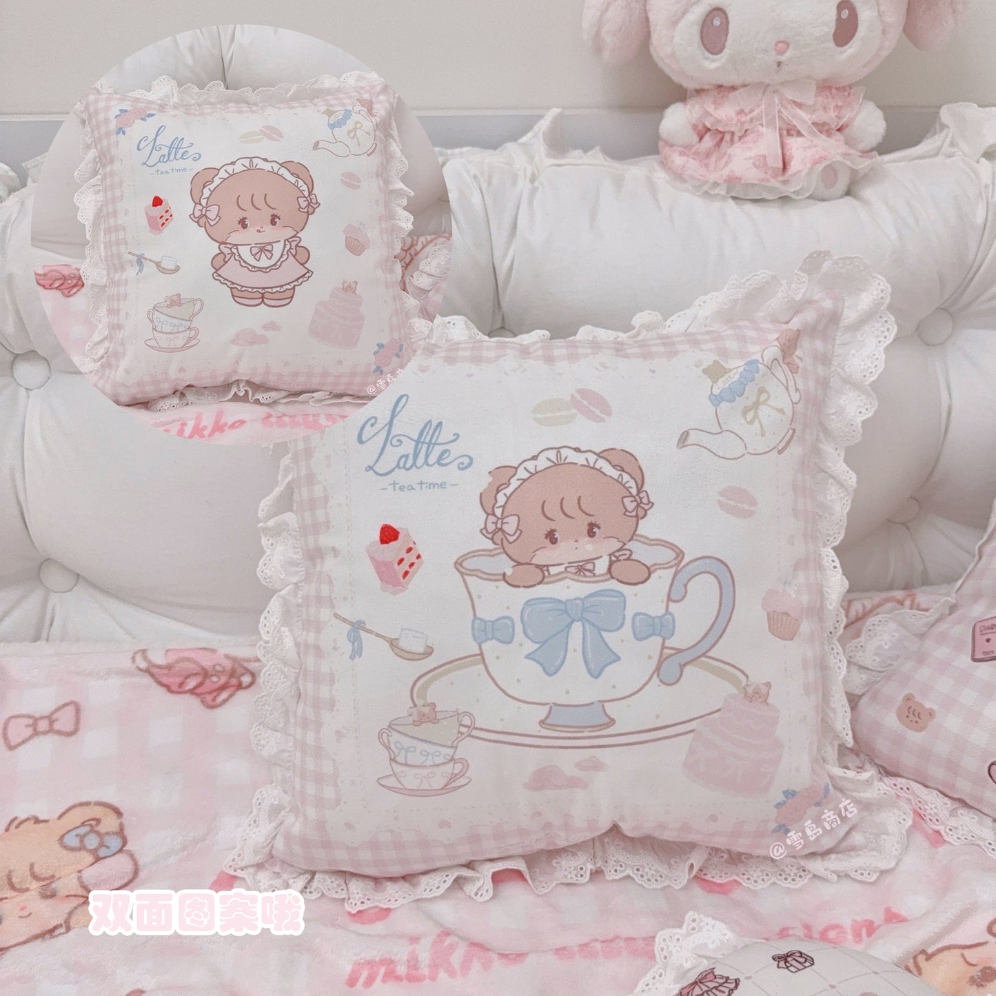 kawaii pink Pillow