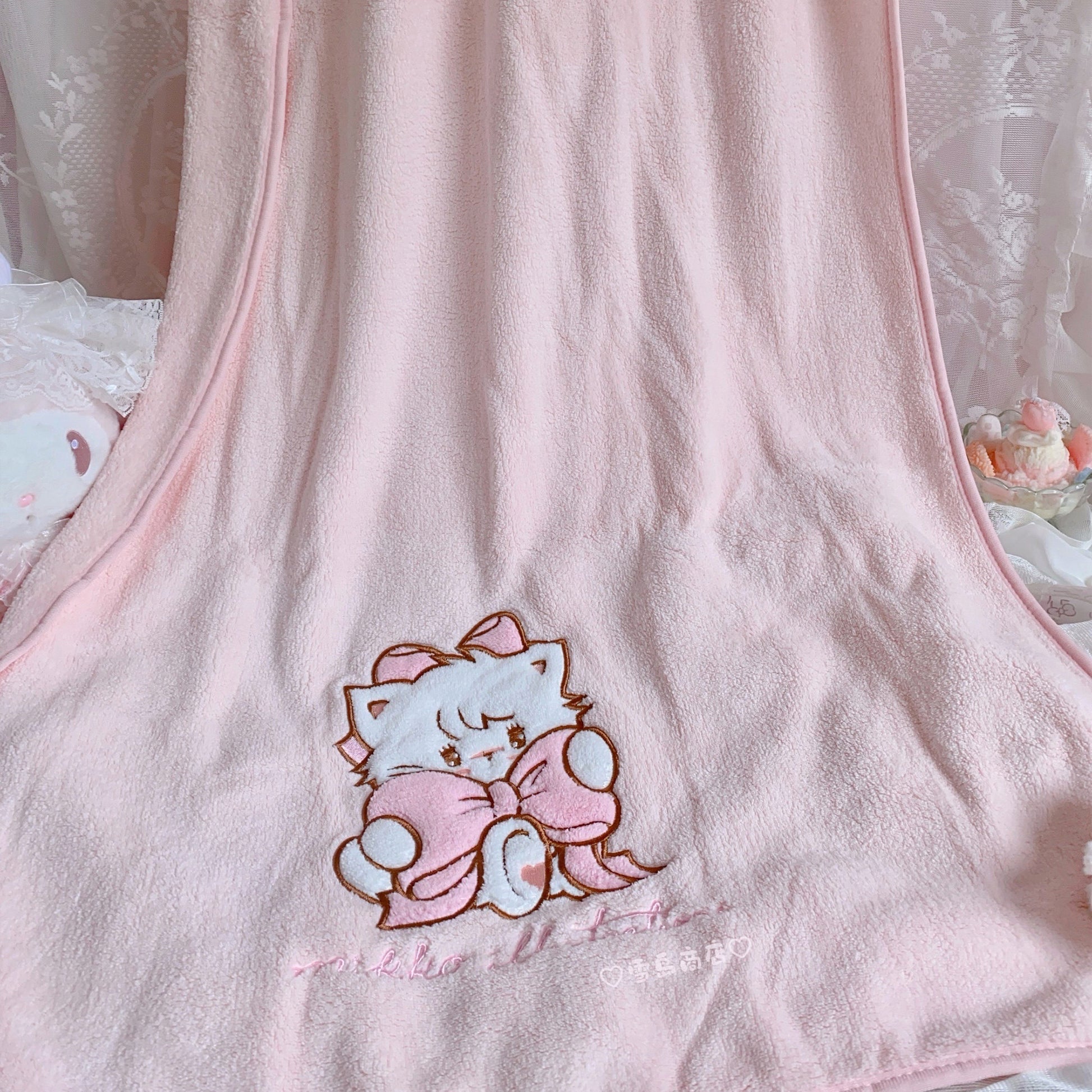 kawaii hair drying cap and hand towel