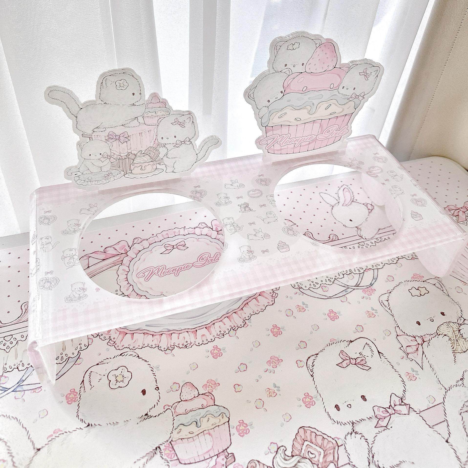 pink girly acrylic Pet bowl rack