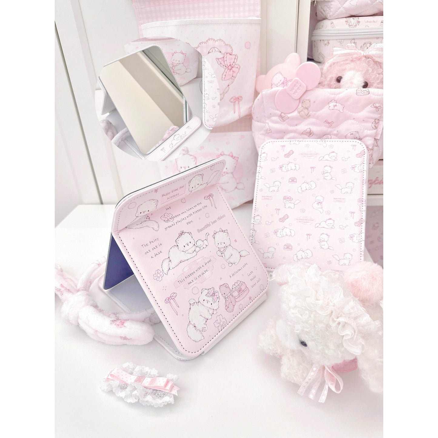 kawaii portable folding makeup mirror