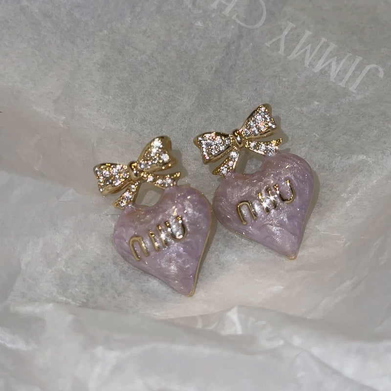 heart bow kawaii earrings