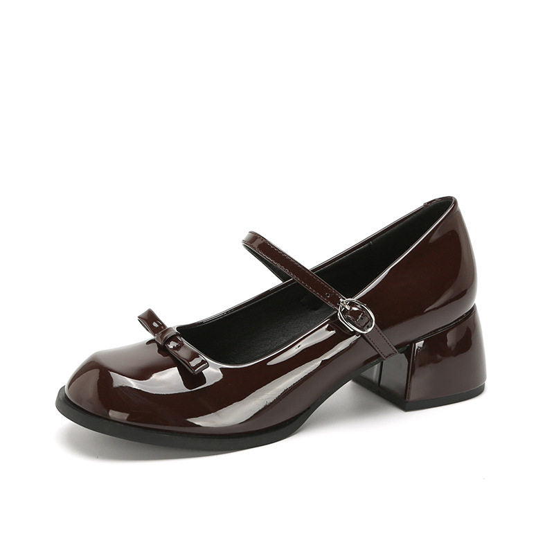 French Vintage Chunky Heel Mary Janes