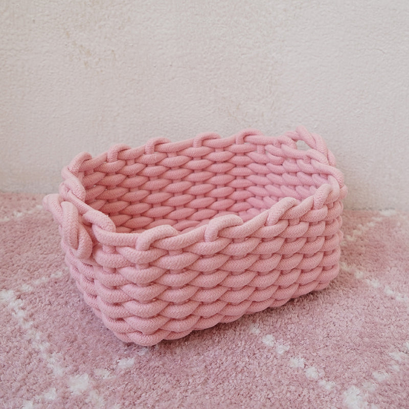 Pink Cotton rope storage basket