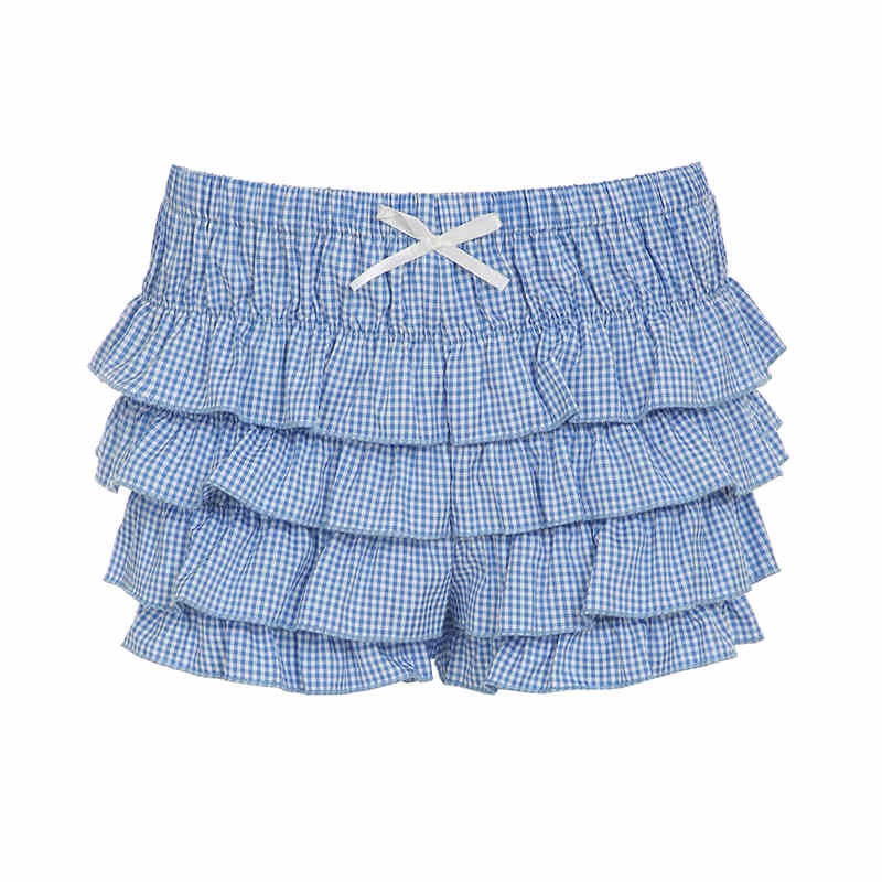 Plaid Bow-knot Spliced Shorts