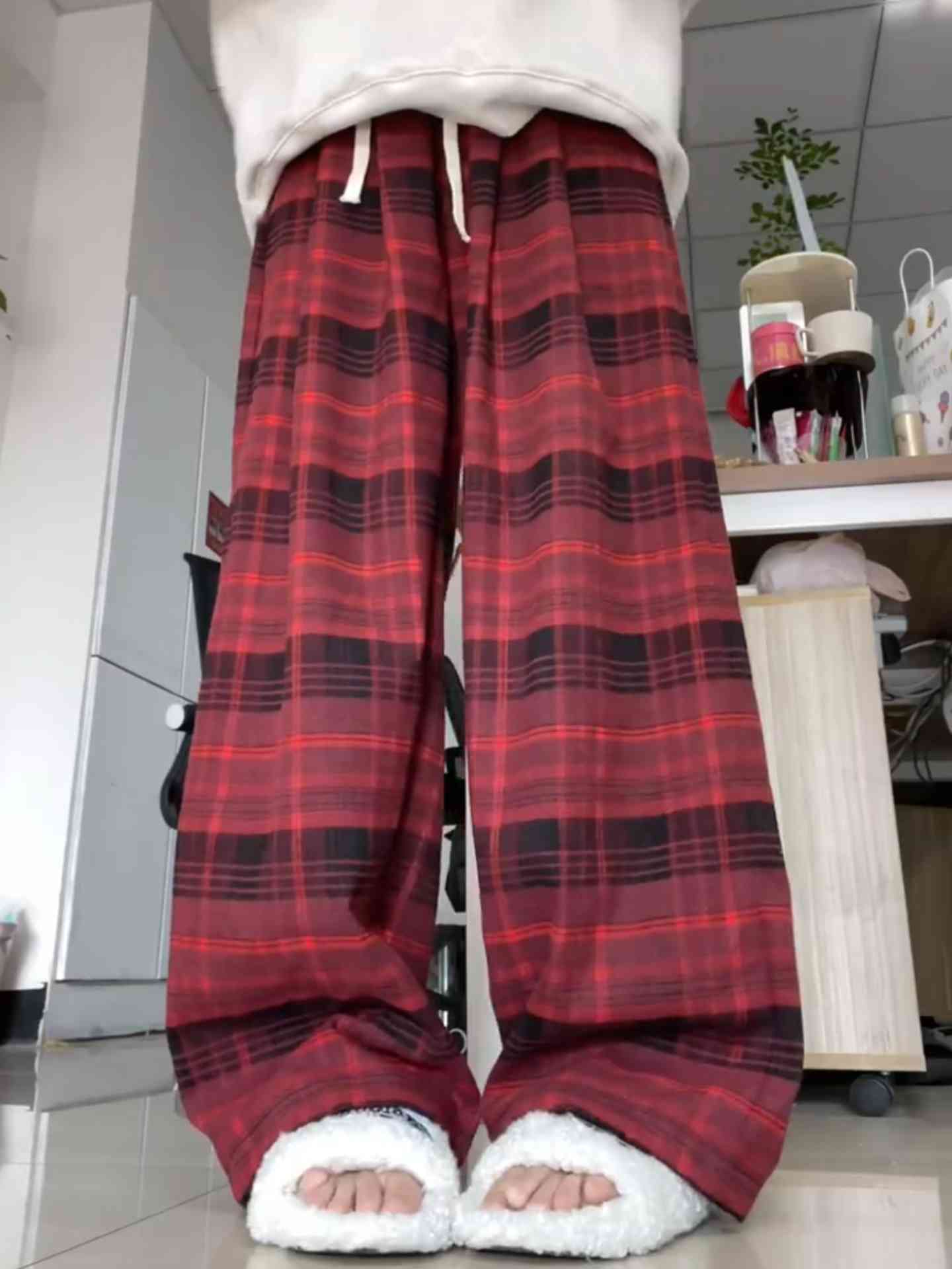 Grandma Aesthetic Casual Plaid Trousers