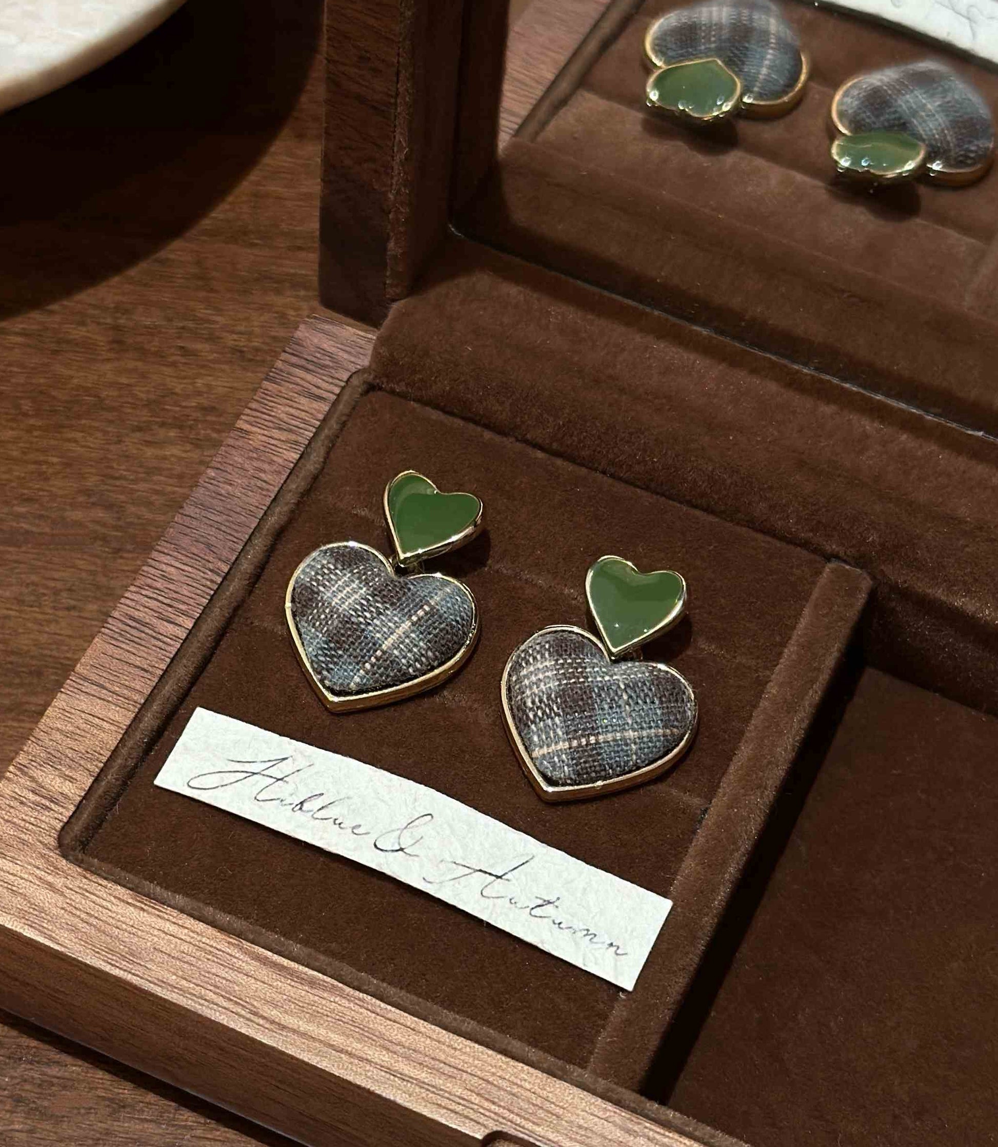 Preppy Heart Plaid Earrings