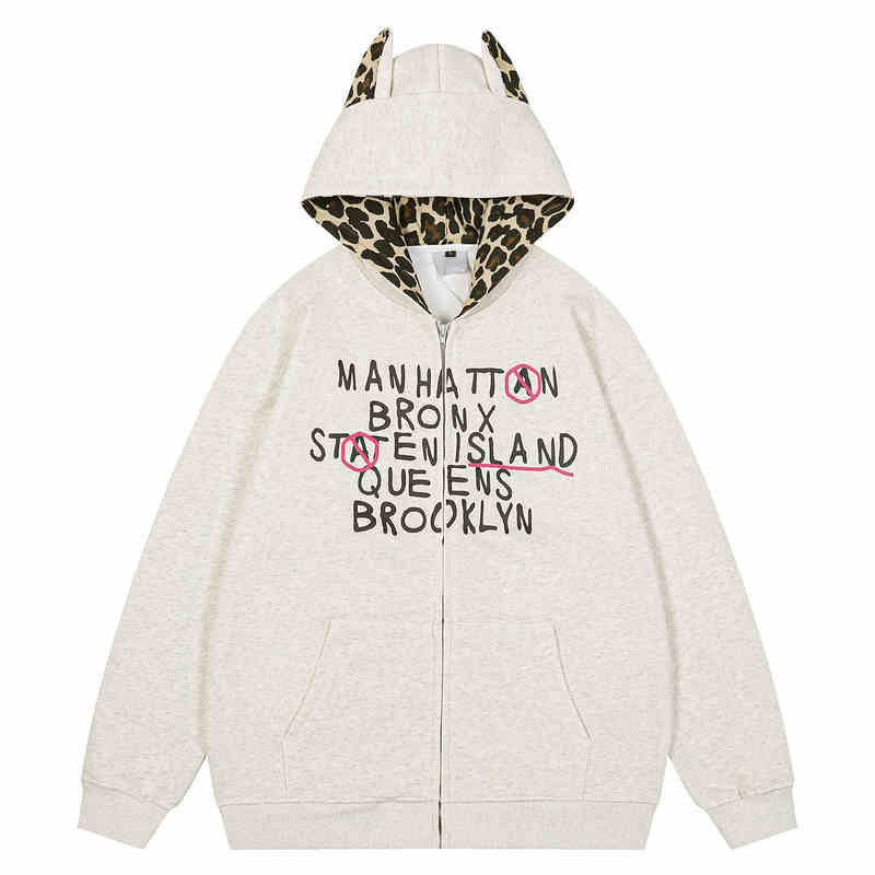 Y2K Leopard Zip-up Sweatshirt