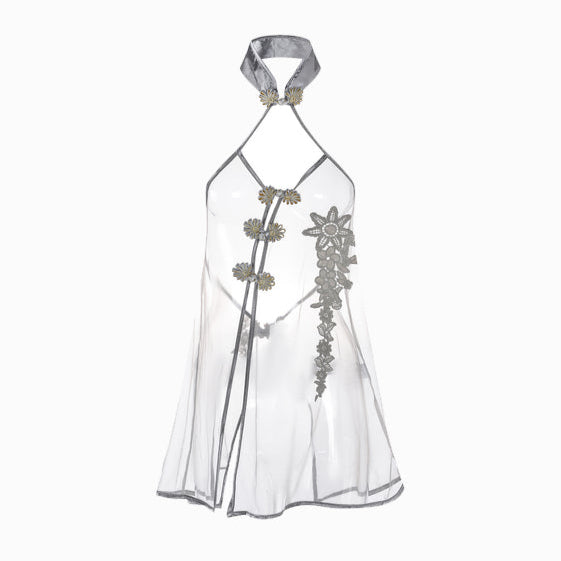 Embroidered Mesh Cheongsam Nightgown