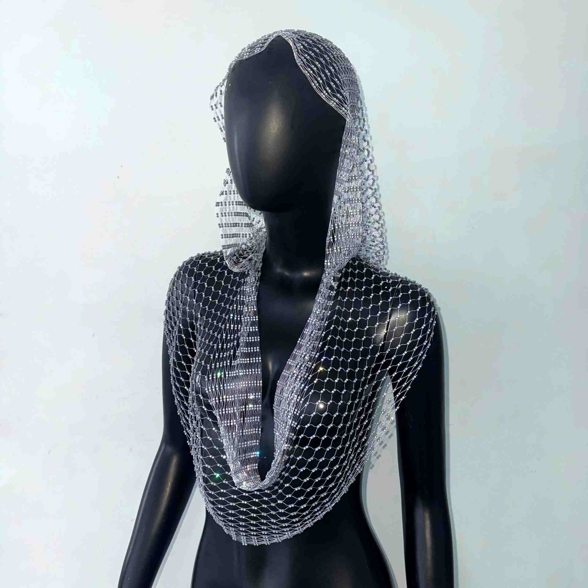 Baddie Fishnet Sparkling Diamond Camisole