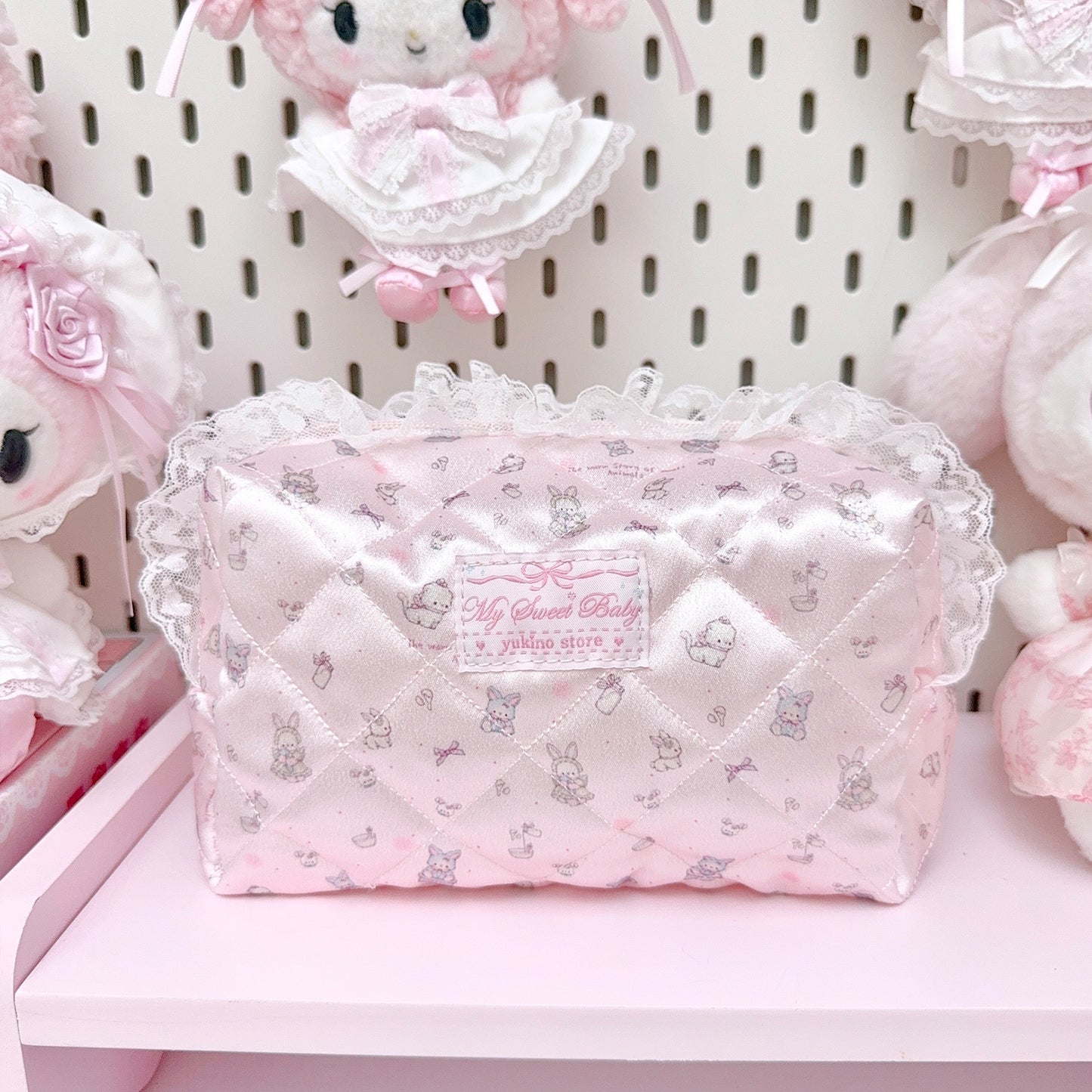 girly cute pink storage cosmetic bag
