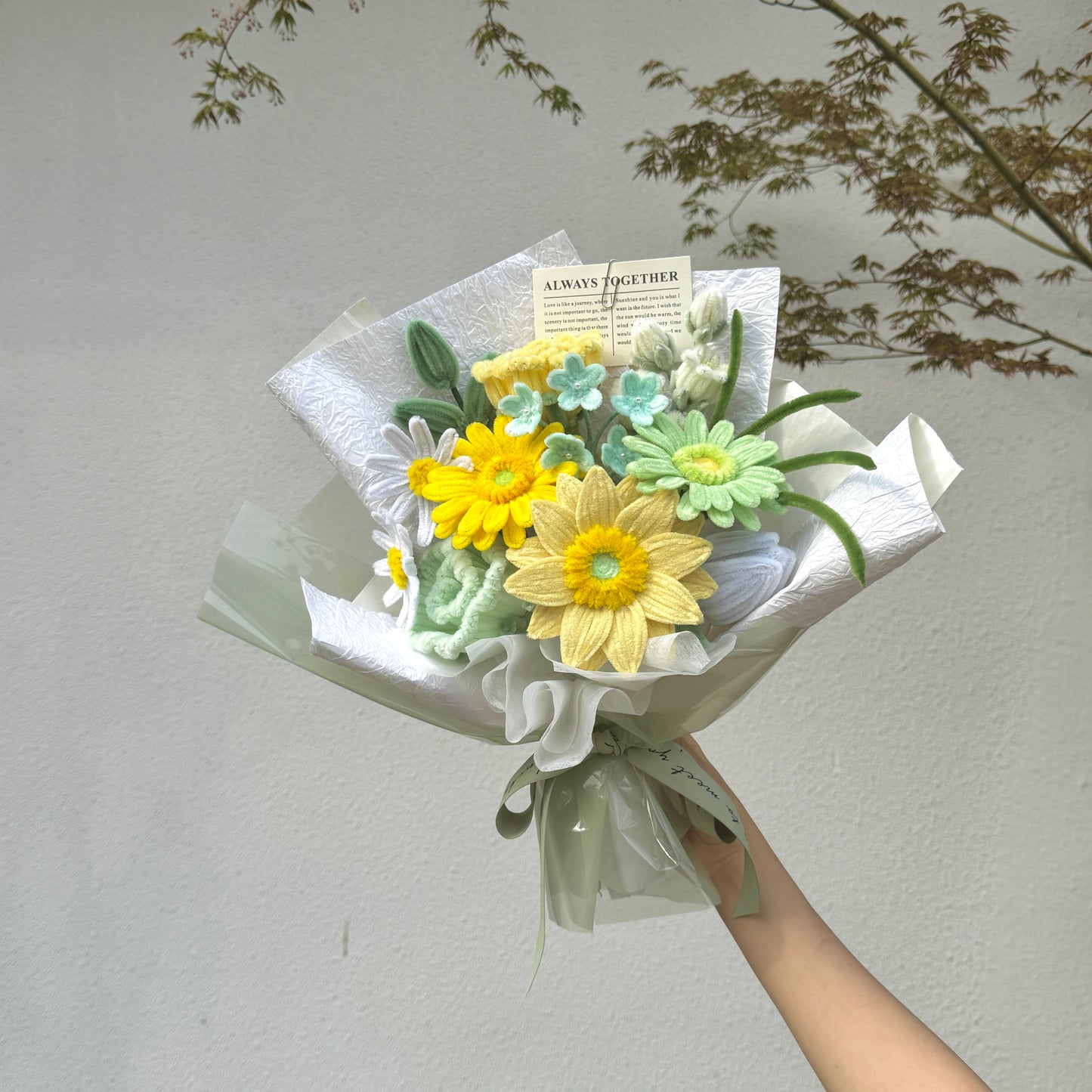 Finished handmade velvet eternal flower bouquet