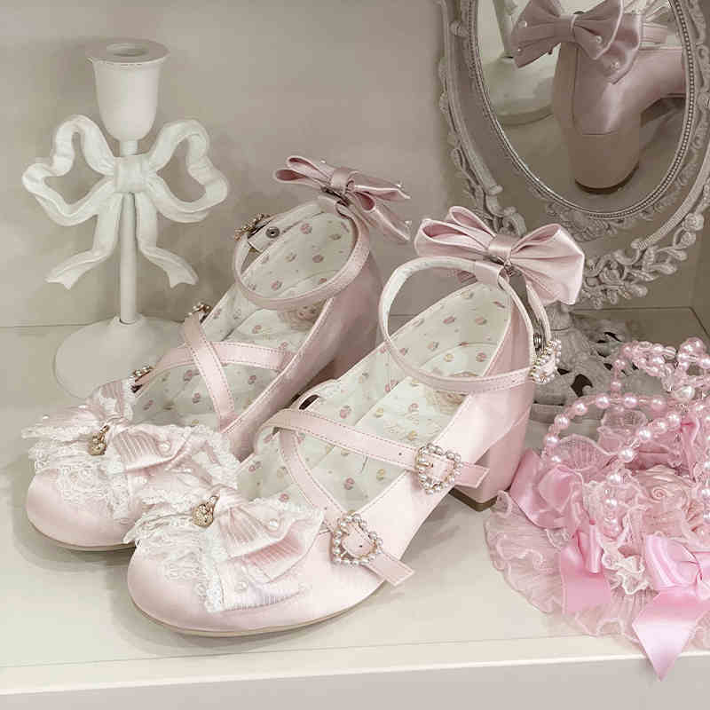 Satin Lace Flower Lolita Shoes