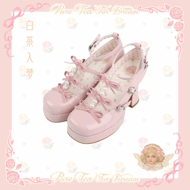 Bow Pearl Platform Lolita Shoes