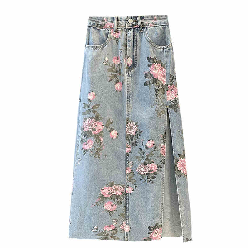 Rose Denim Skirt