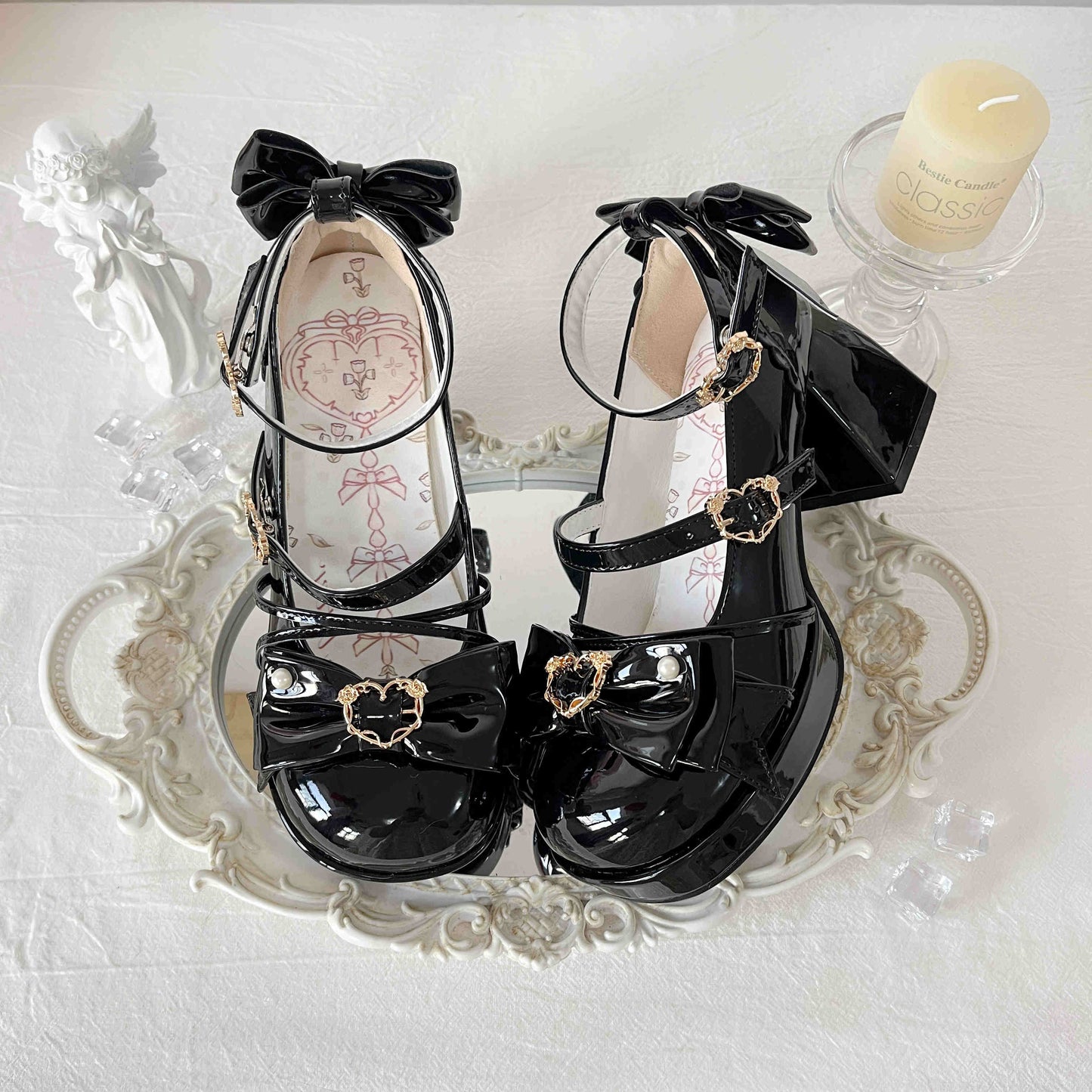 Chanson Cream Bows Lolita Shoes