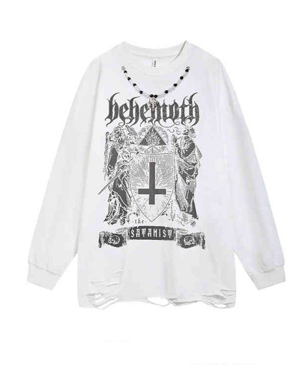 Goth Distressed Cross Grunge Sweatshirt