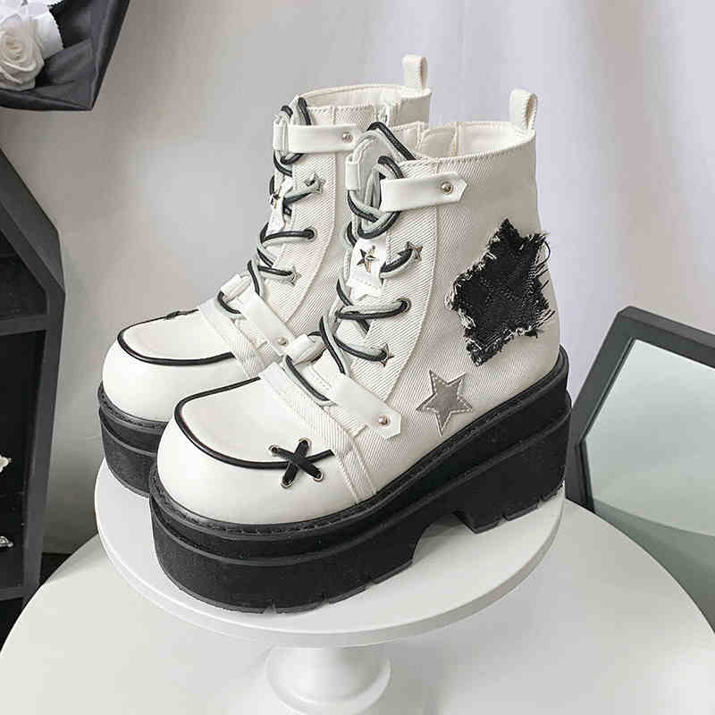 Y2K Grunge Denim Star Boots