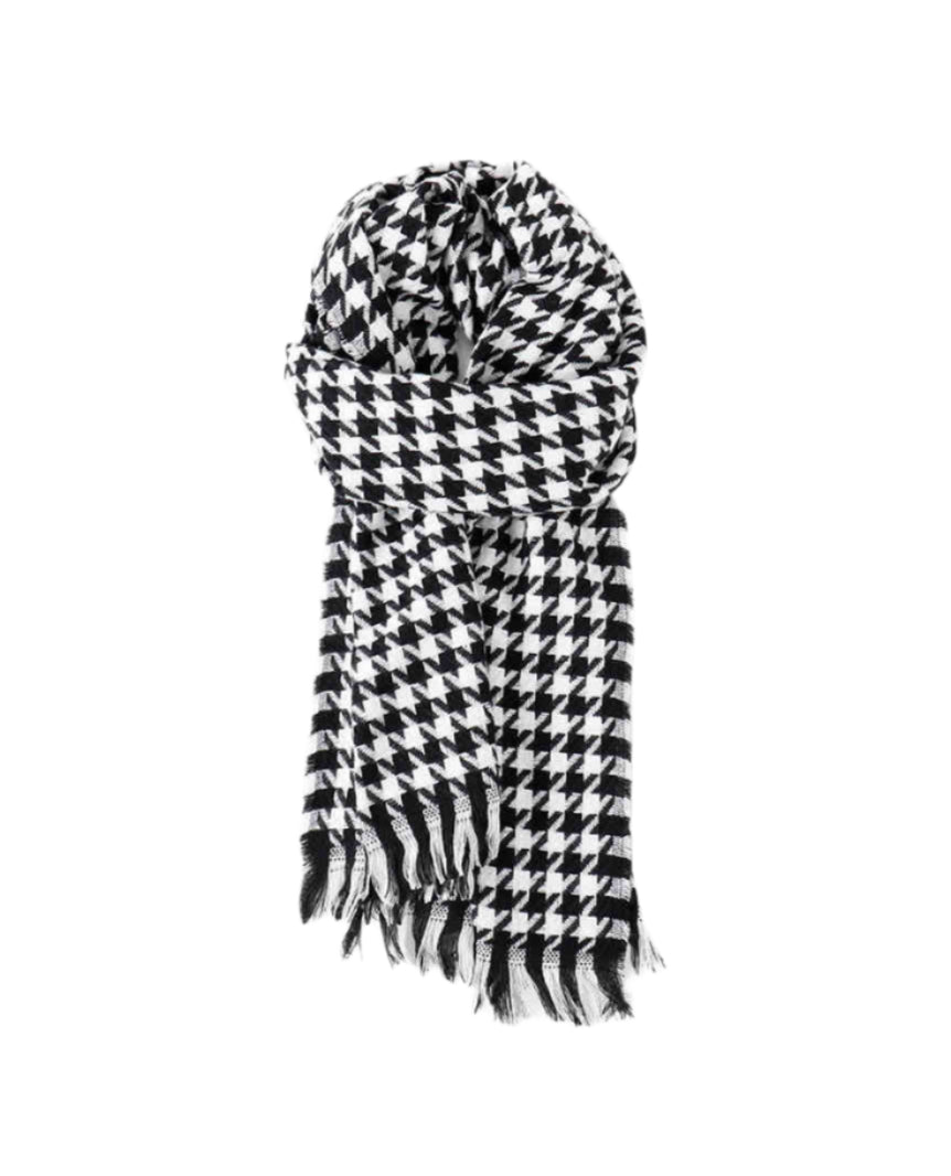 Preppy Black Houndstooth Scarf