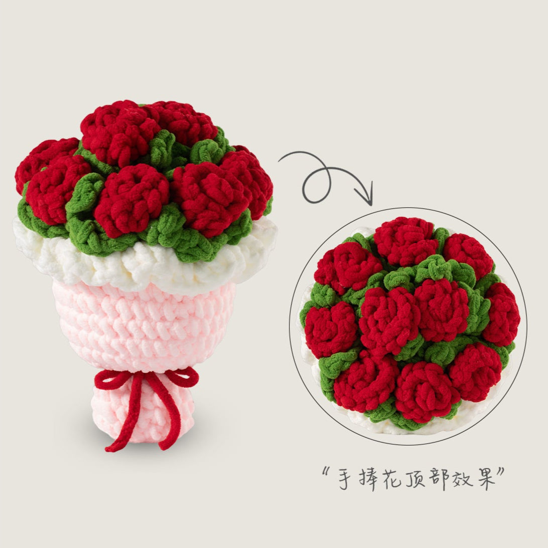 Hand-knitted oversized rose bouquet