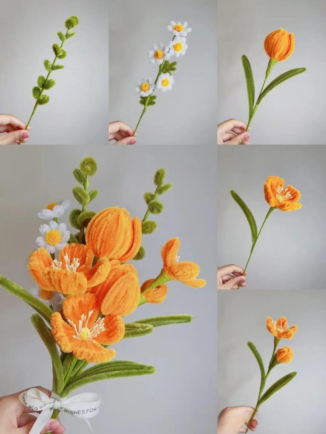 handmade twist stick flowers bouquet