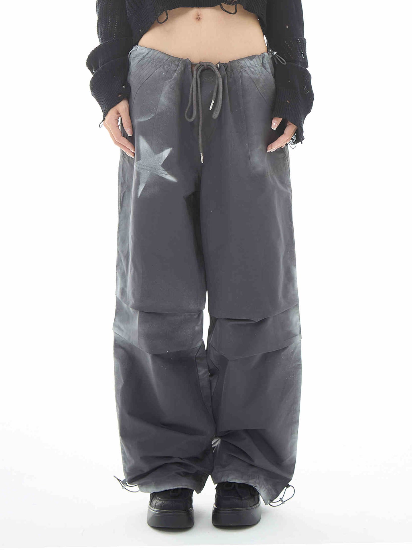 Y2K Star Girl Smudged Paratrooper Pants